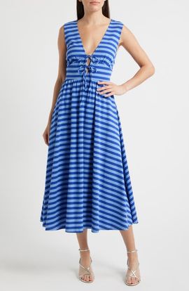 FRNCH FRNCH Gennaro Striped Cotton Midi Dress