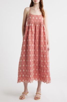 FRNCH FRNCH Santa Embroidered Eyelet Sleeveless Maxi Dress