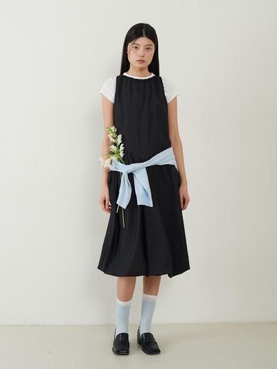 fromwhere Balloon Sleeveless Dress [Black]