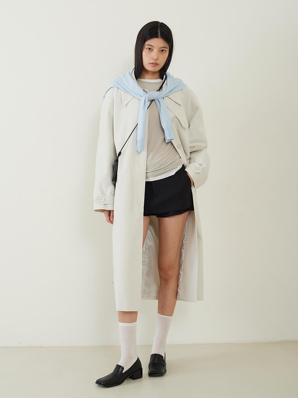 fromwhere Balmacan Trench Coat [Ash Cream]