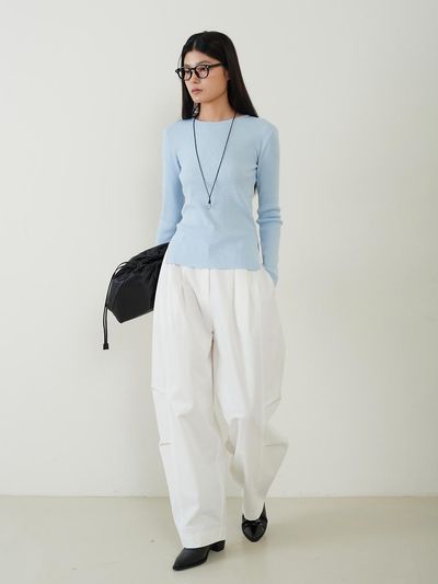 fromwhere Baloon Fit Two Tucked Pants [Ivory]