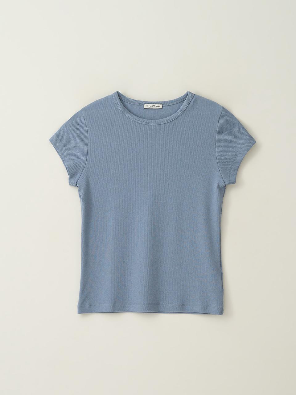 fromwhere Basic Crew Neck T-Shirt [Sky Blue]