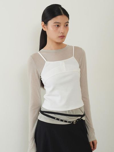 fromwhere Button Layered Tank Top [Ivory]