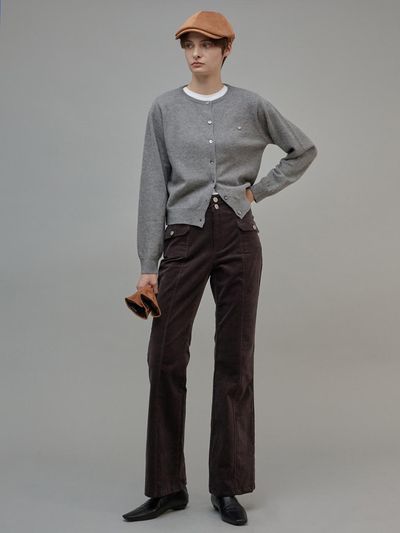 fromwhere Corduroy Bootcut Pants Dark Gray