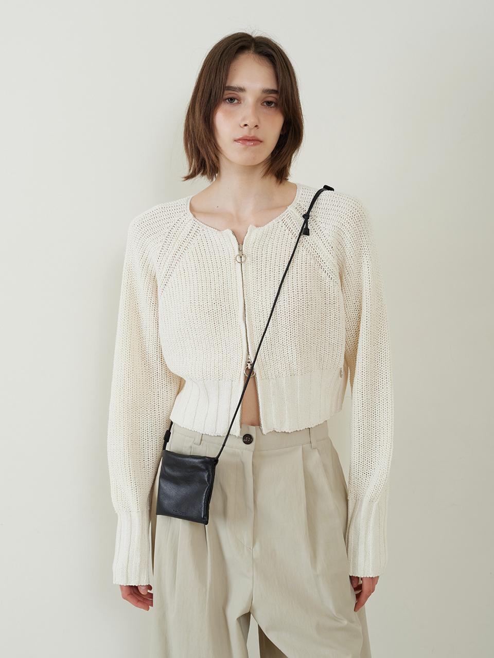 fromwhere Cotton Zip Cardigan [Ivory]