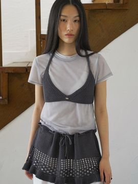 fromwhere CROCHET RUFFLED SKIRT [CHARCOAL]