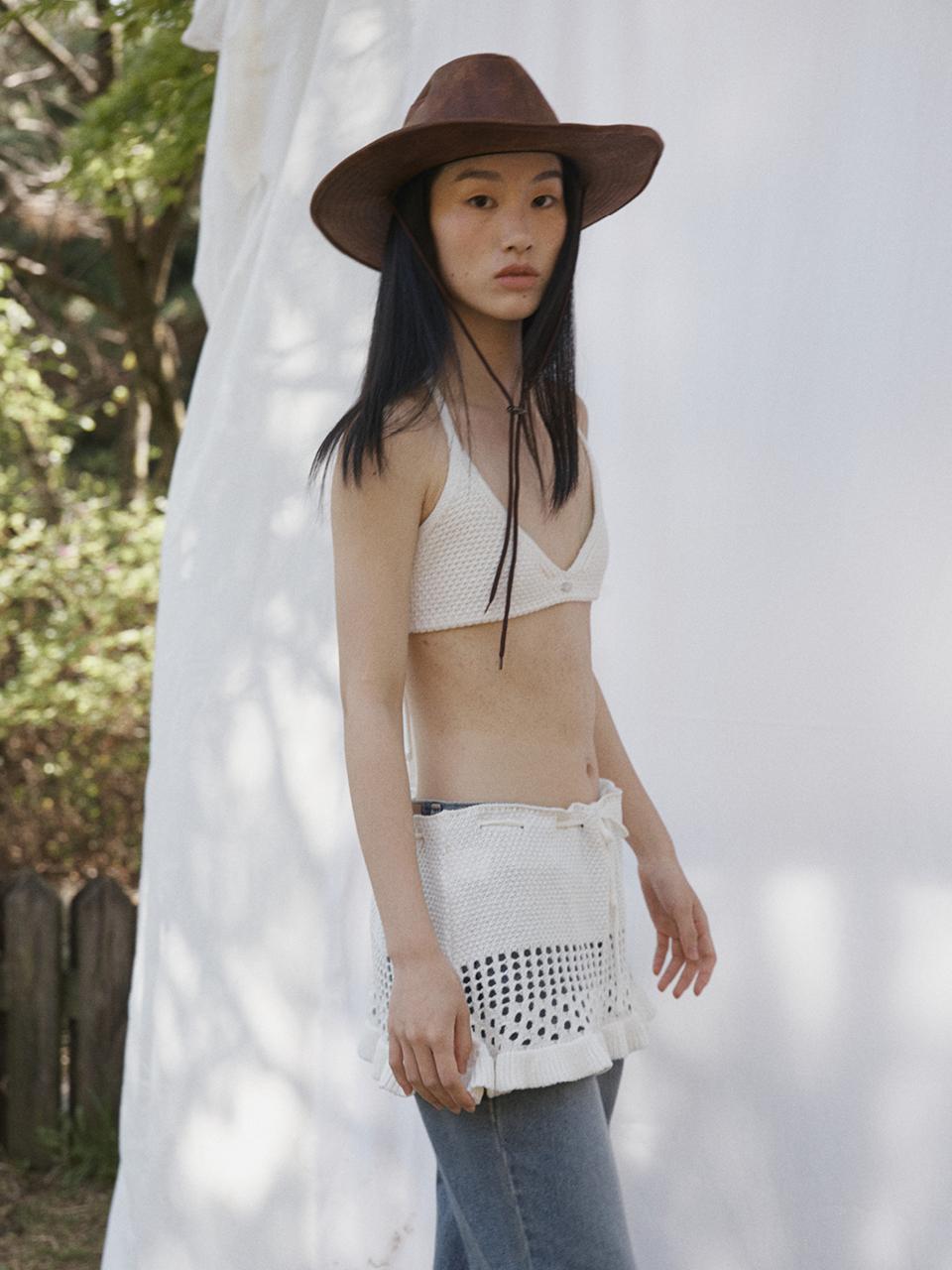 fromwhere CROCHET RUFFLED SKIRT [IVORY]