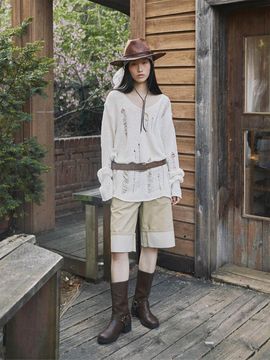 fromwhere CUFFS COTTON MIDI PANTS [BEIGE]
