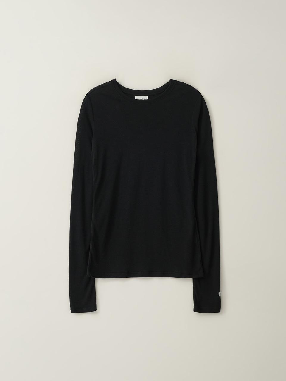 fromwhere Daily Long-Sleeve Round T-Shirts [Black]
