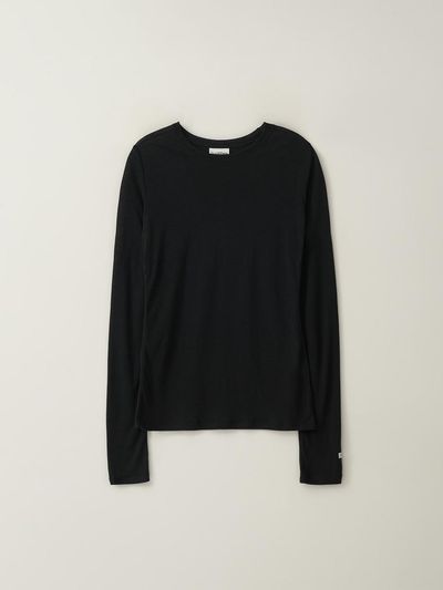 fromwhere Daily Long-Sleeve Round T-Shirts [Black]
