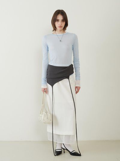 fromwhere Daily Long-Sleeve Round T-Shirts [Sky Blue]