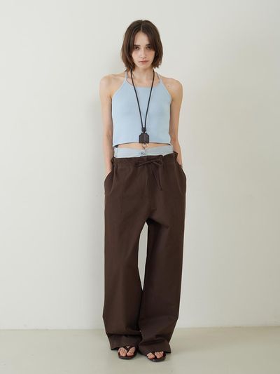 fromwhere Double Belt Over Fit Pants [Brown]