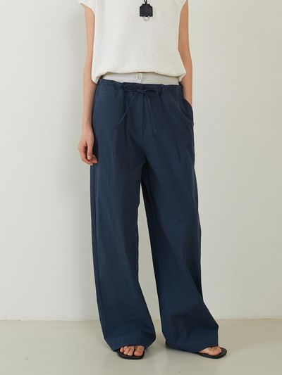 fromwhere Double Belt Over Fit Pants [Navy]