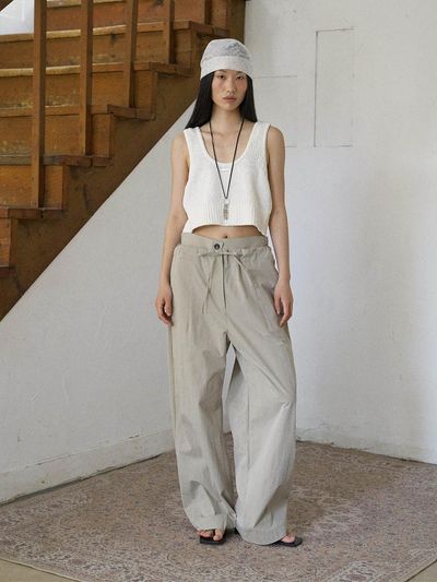 fromwhere DOUBLE BELT OVERSIZED PANT [KHAKI]