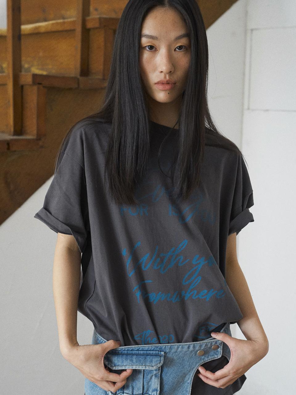 fromwhere FADED T-SHIRT [CHARCOAL]