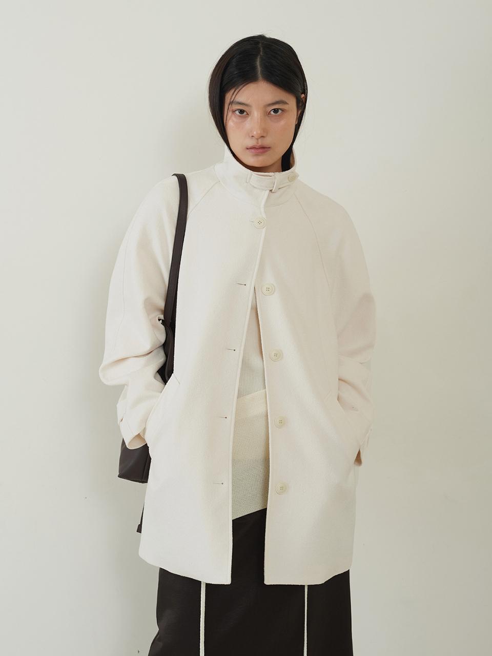 fromwhere High Neck Raglan Boucle Half Coat