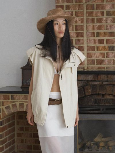 fromwhere HIGH NECKED OVERSIZED VEST [CREAM]