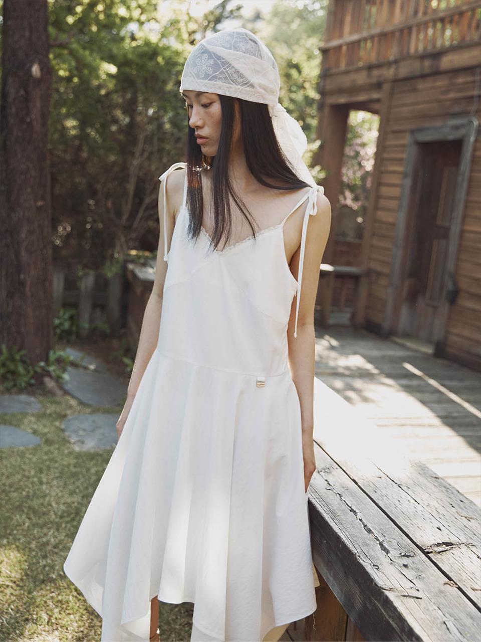 fromwhere LACE FLARE DRESS [IVORY]