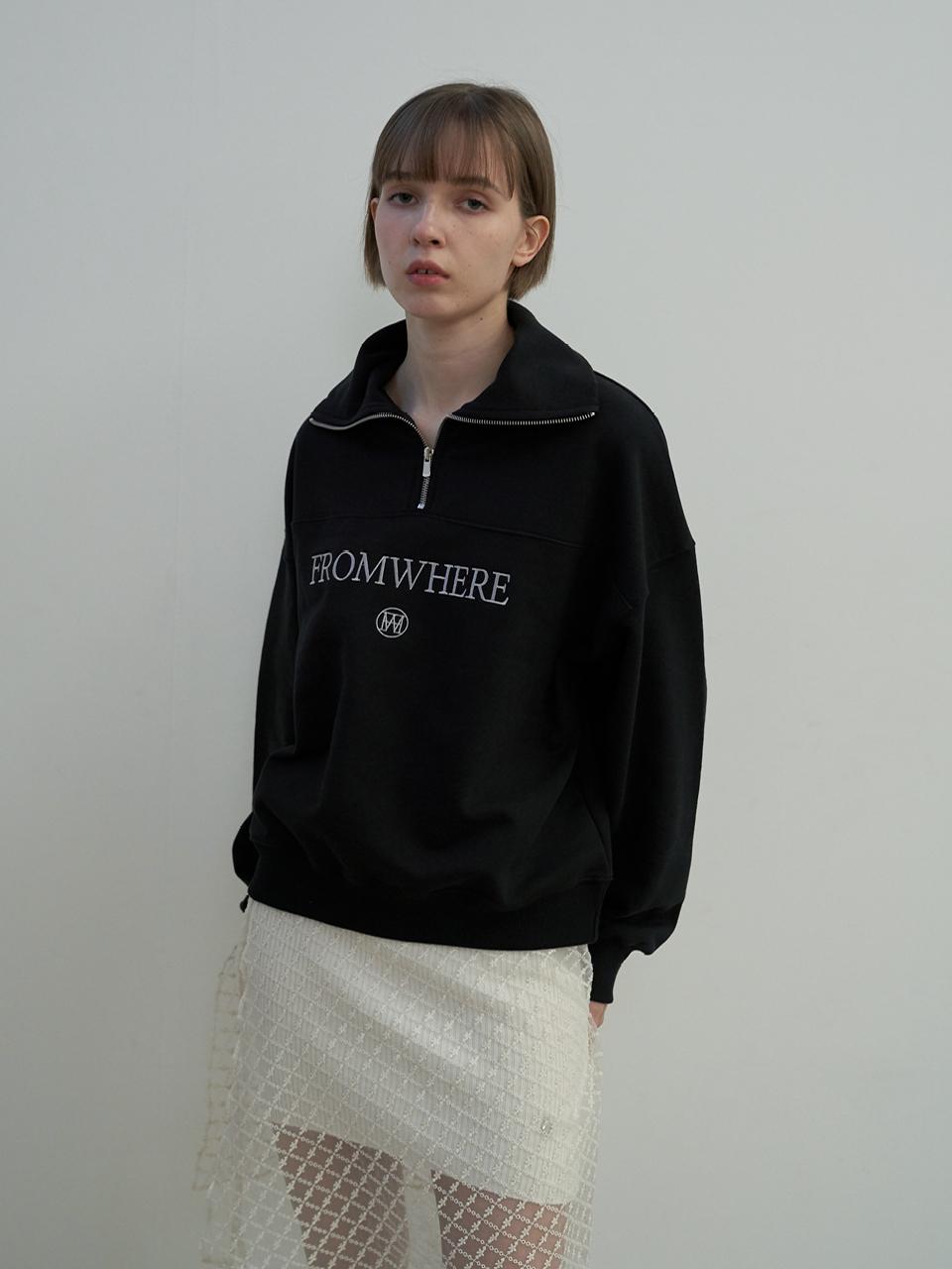 fromwhere Logo Zip-up Sweatshirt Black