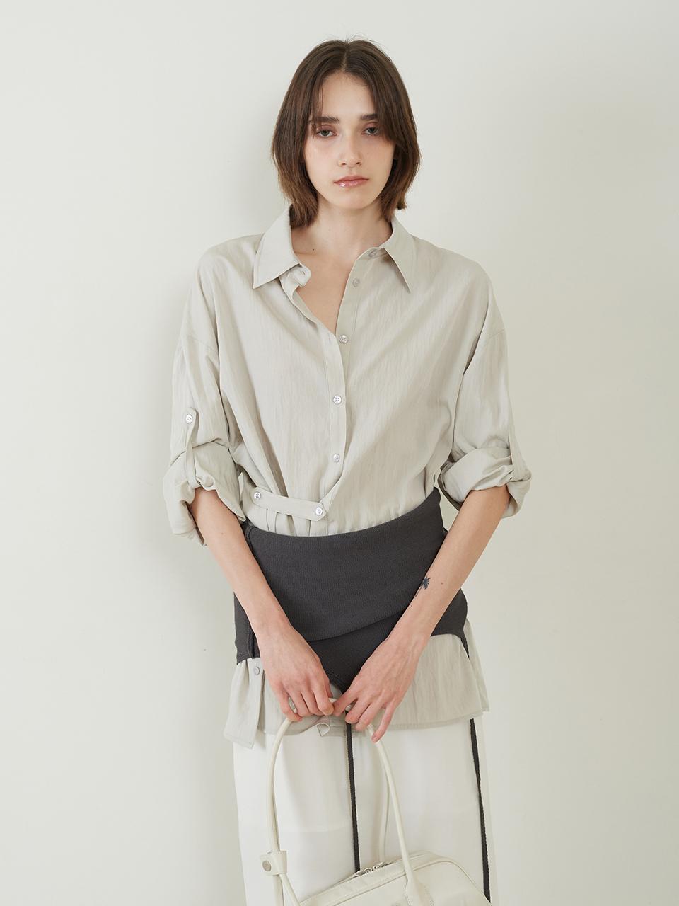 fromwhere Oversize Strap Shirts [Ash Beige]