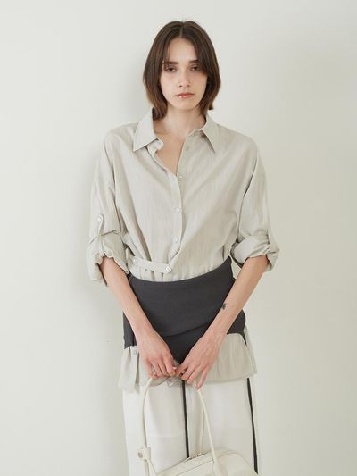 fromwhere Oversize Strap Shirts [Ash Beige]
