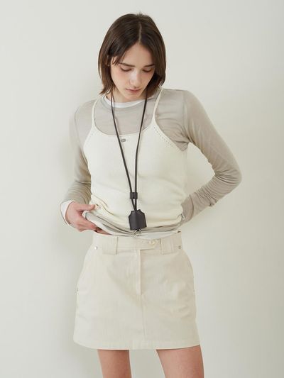 fromwhere Point Belt Mini Skirt [Light Beige]