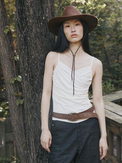fromwhere ROSIE SHIRRING SLEEVELESS TANK [CREAM]