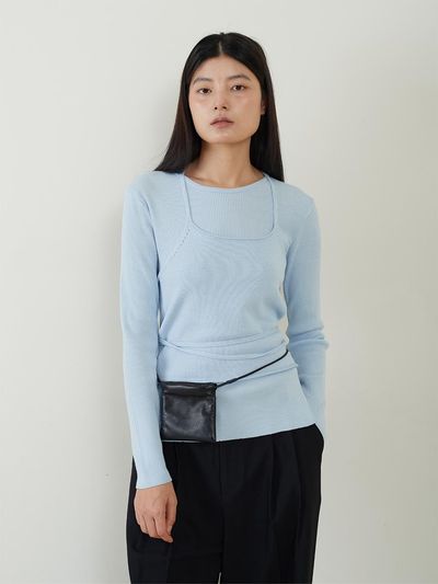 fromwhere Strap Tank Top Vest [Sky-Blue]