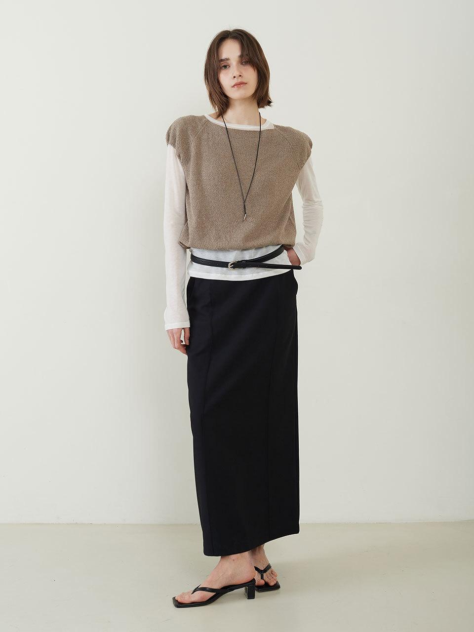 fromwhere Tucked Pencil Maxi Skirt [Black]