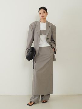fromwhere Tucked Pencil Maxi Skirt [Gray]