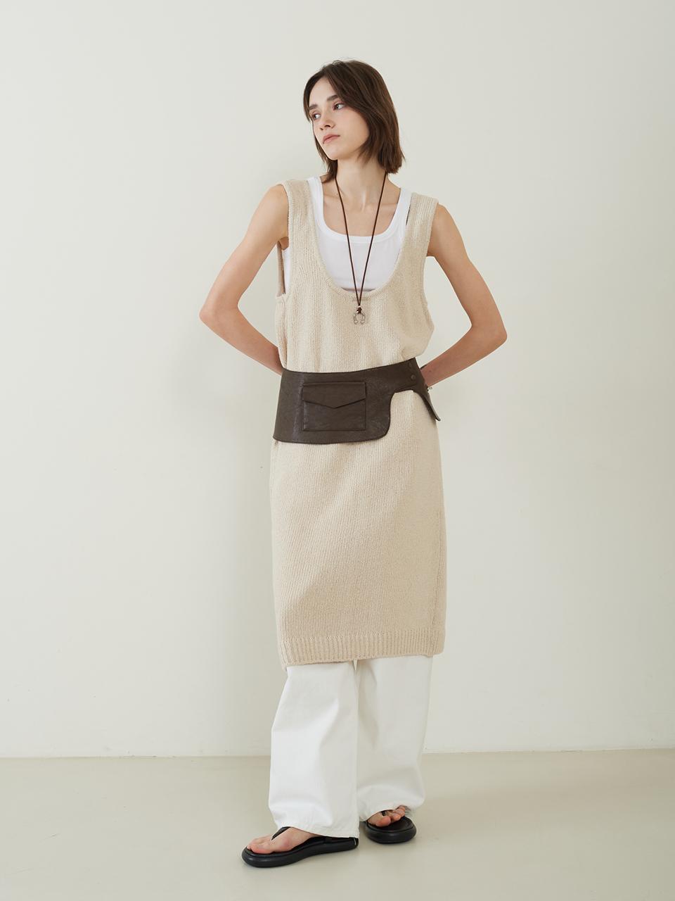 fromwhere U Neck Sleeveless Knit Dress [Cream]