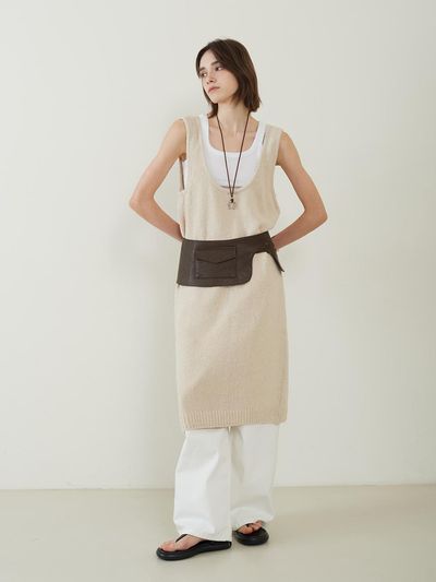 fromwhere U Neck Sleeveless Knit Dress [Cream]