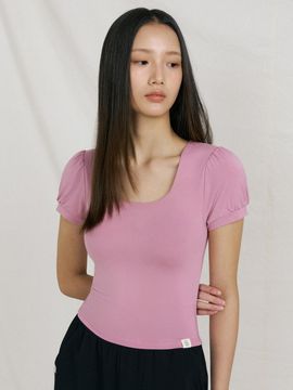 FRONT2LINE Banda Soft Square Neck Puff Crop Top