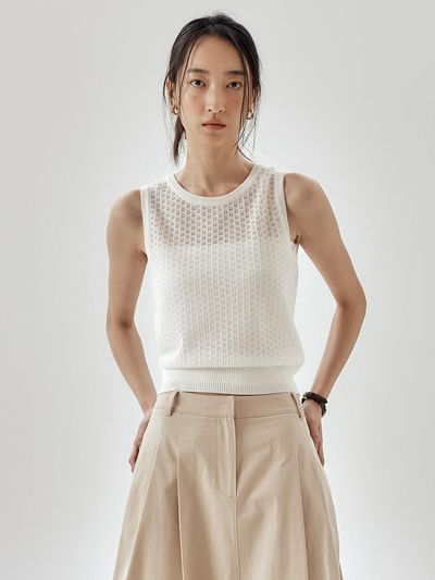 FRONTROW Crochet Sleeveless Knit Top - 2 Colors
