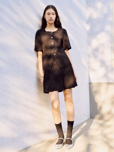 FRONTROW [Drama Signature] Pleats Mini Skirt