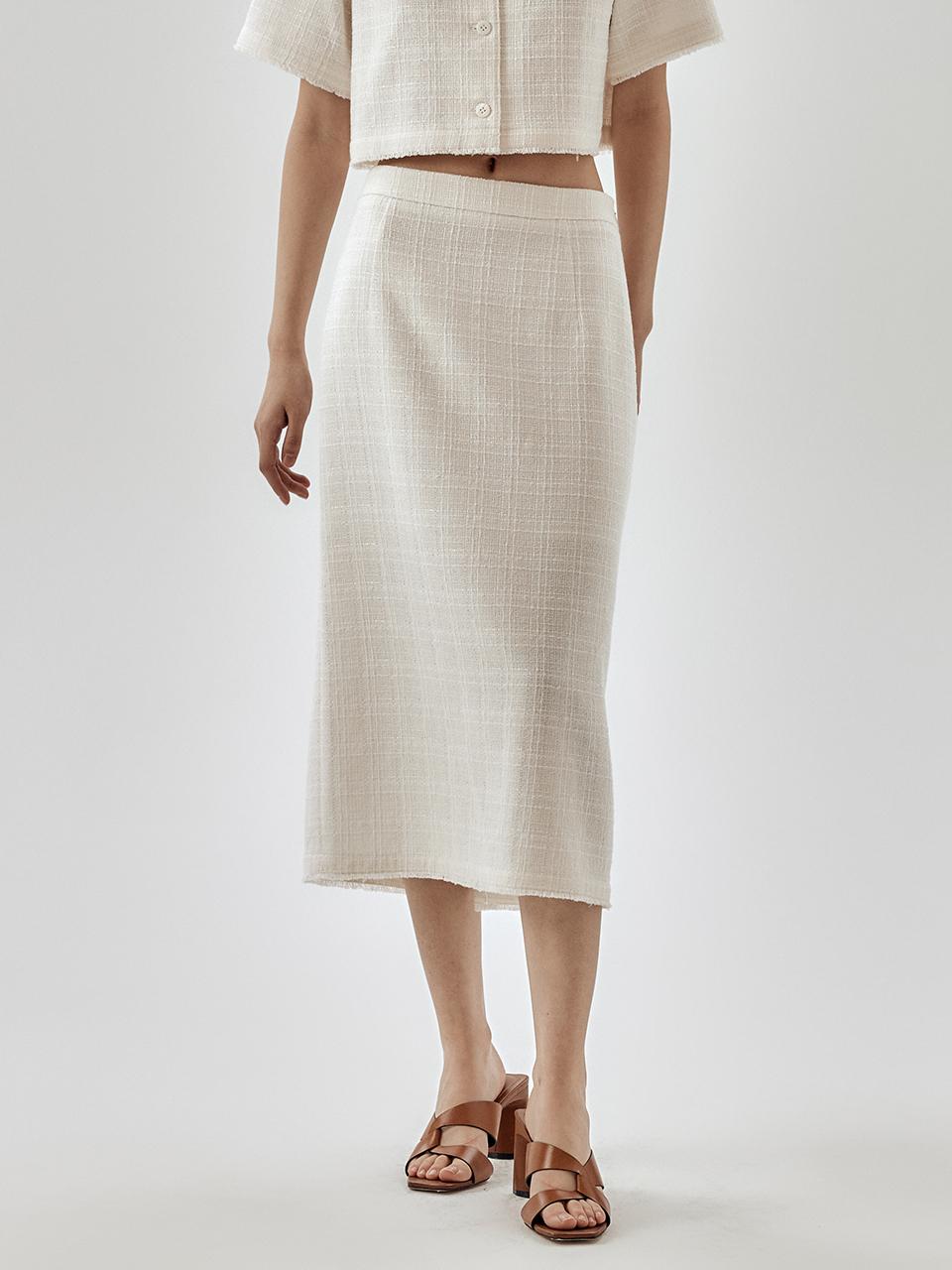 FRONTROW FRinge Tweed Midi Skirt
