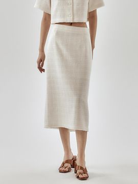 FRONTROW FRinge Tweed Midi Skirt