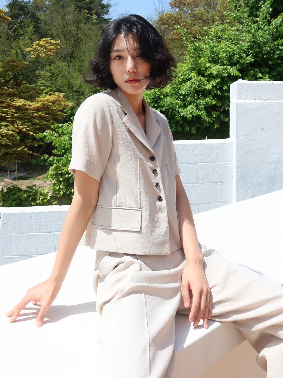 FRONTROW Half-Sleeve Stitch Blazer_2 colors