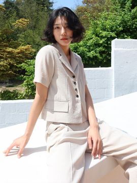 FRONTROW Half-Sleeve Stitch Blazer_2 colors