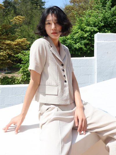 FRONTROW Half-Sleeve Stitch Blazer_2 colors