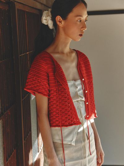 FRONTROW Half Sleeve Crochet Cardigan - 2 Colors