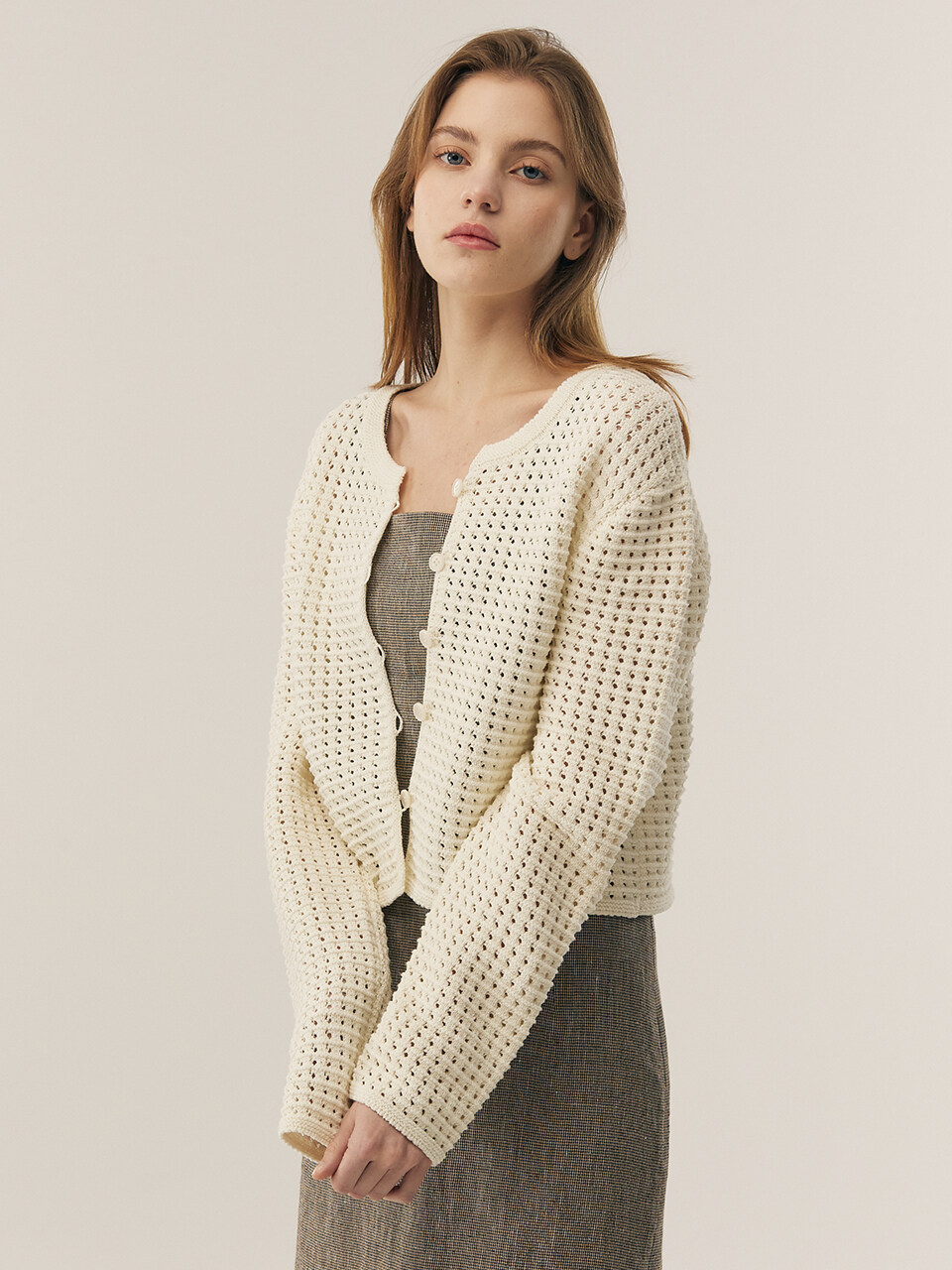 FRONTROW [Knit] Netted Crop Cardigan