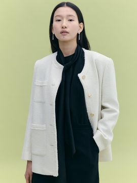FRONTROW Trimmed Over-fit Tweed Blazer [2color]