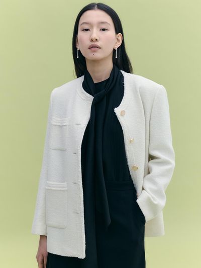 FRONTROW Trimmed Over-fit Tweed Blazer [2color]