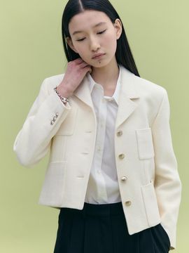 FRONTROW [Tweed] Stitch Tweed Cropped Jacket - 3 Colors