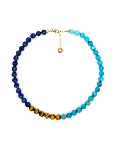 FRY POWERS FRY POWERS Turquoise, Lapis, Tiger Eye Collar Necklace