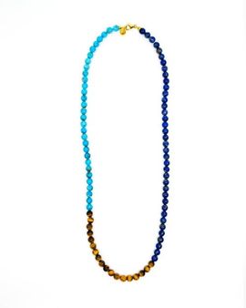 FRY POWERS FRY POWERS Turquoise, Lapis, Tiger Eye Rope Necklace