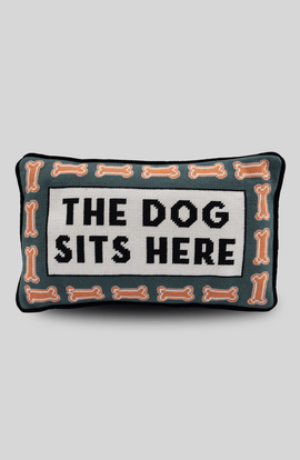 Furbish Furbish Dog Sits Here Needlepoint Pillow