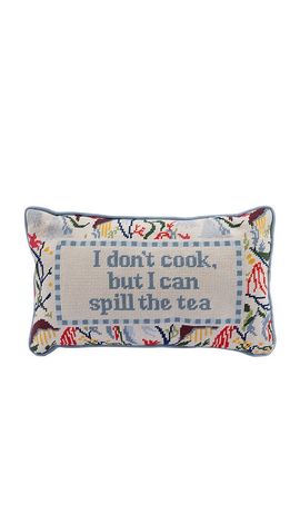 Furbish Studio Furbish Studio Spill The Tea Needlepoint Pillow