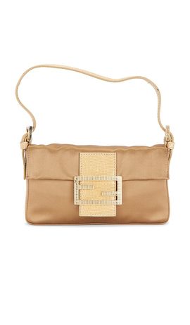 FWRD Renew FWRD Renew Fendi Crystal Embellished Satin Mini Baguette Shoulder Bag